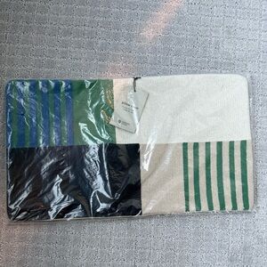 West Elm Striped Green and Blue Pillow Cover